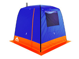 Camping sauna Morzh (Walrus) Light. The tent color is blue-orange.