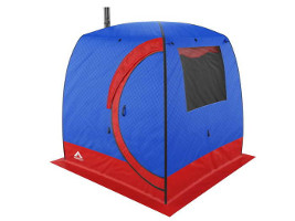 Camping sauna Morzh LUX (Walrus). The tent color is blue-red.